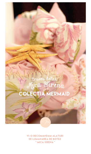 Lumanare botez pentru fetite cu mica sirena, 65x4cm, Baby Mermaid 2